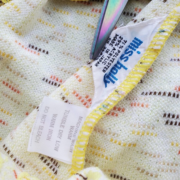 VTG 60s Polyester Ladies Slacks Yellow Swizzle Pattern By Miss Holly Sz Small - Picture 4 of 7